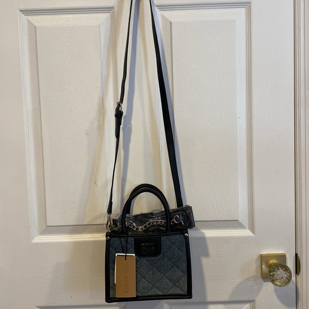 BNWT Steve Madden Bniko-D Denim Satchel Bag - Picture 6 of 8